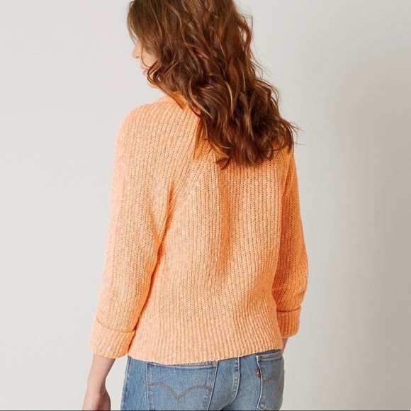 Free People Electric City Neon Orange Cozy Knit Sweater Small - Picture 3 of 7